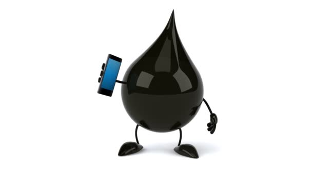 Schwarzer Öltropfen mit Telefon — Stockvideo