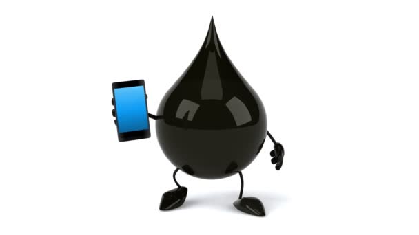 Goutte d'huile noire avec téléphone — Video