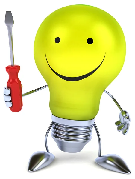 Fun light bulb with screwdriver — Stock Photo, Image