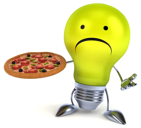 Lampadina divertente con pizza — Foto Stock