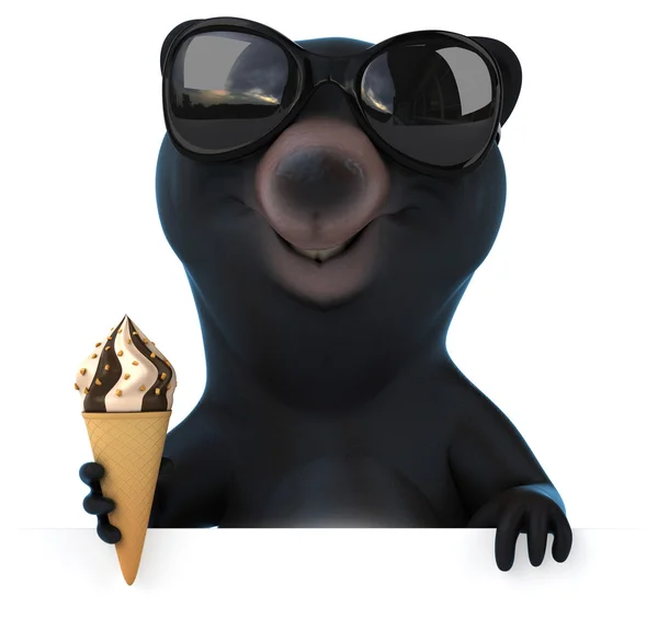 Orso divertente con gelato — Foto Stock