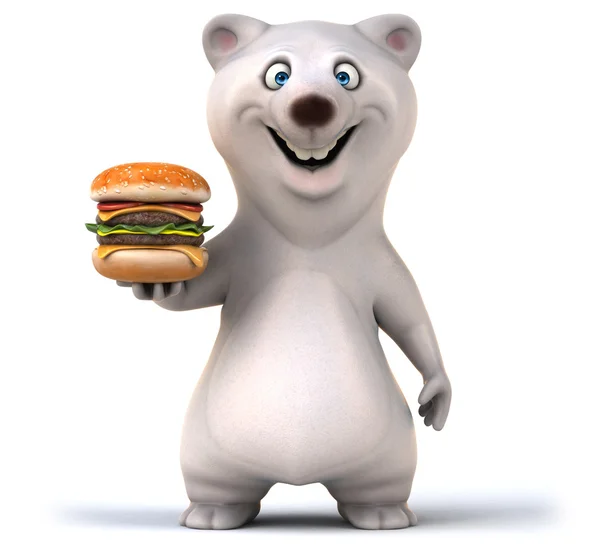 Orso divertente con hamburger — Foto Stock