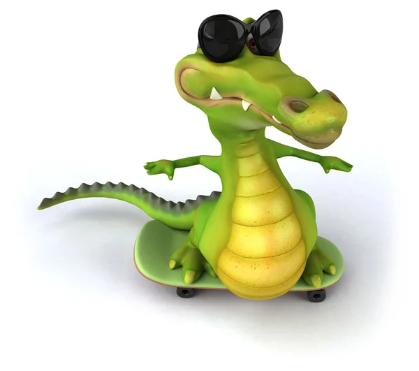 Zabawne Krokodyl na deskorolce — Zdjęcie stockowe