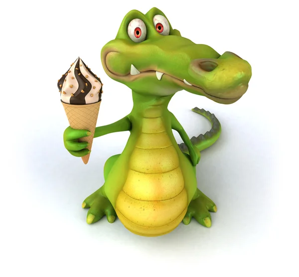 Fun crocodile  with ice cream — Stock Photo, Image