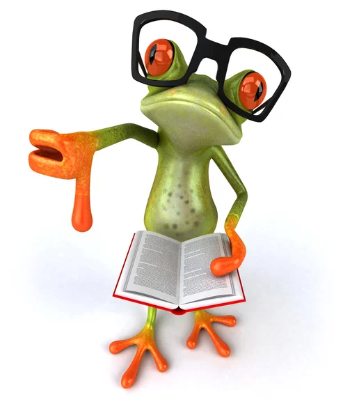 Fun frog with book — Stock Photo, Image
