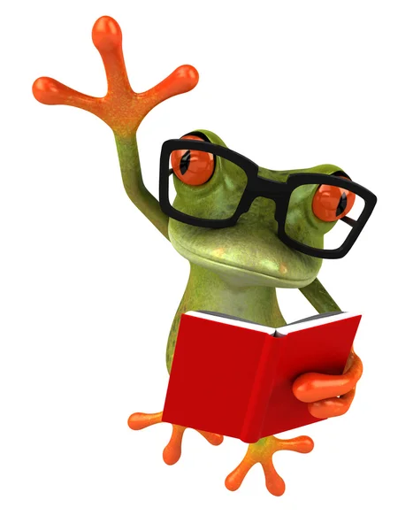 Zábavné žába s knihou — Stock fotografie