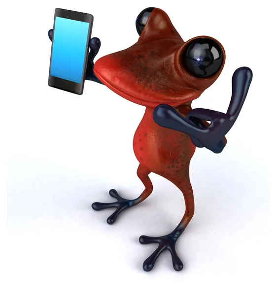 Legrační žába s mobilním telefonem — Stock fotografie