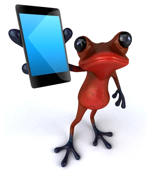 Funny frog with mobile phone — Stock Photo, Image