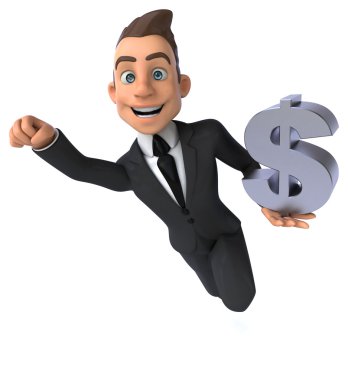 Dolar işareti olan eğlenceli iş adamı
