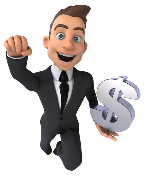Веселый бизнесмен с табличкой доллара — стоковое фото
