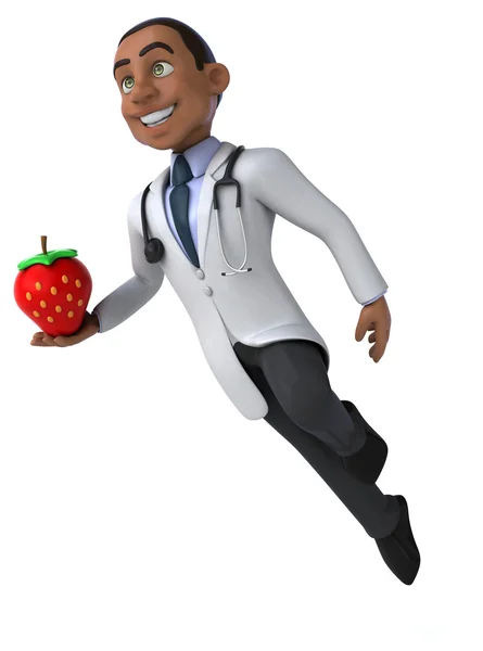 Divertido médico de dibujos animados con fresa — Foto de Stock