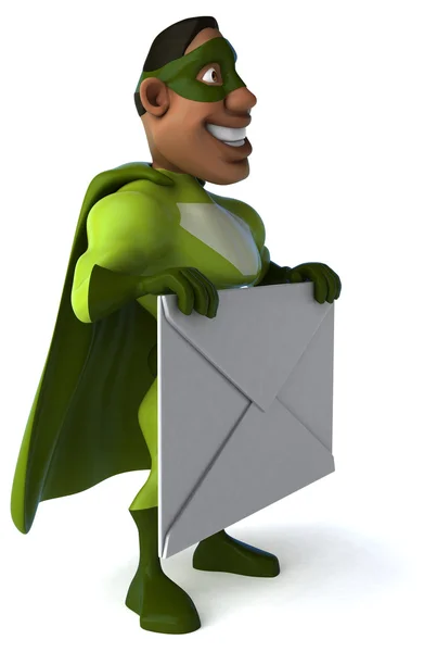 Fun superhero with letter — Stock Photo, Image