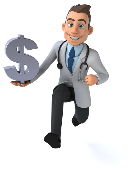 Dolar işaretli eğlenceli doktor. — Stok fotoğraf