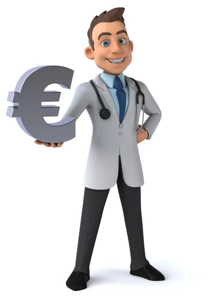 Zabawne lekarz z znak euro — Zdjęcie stockowe