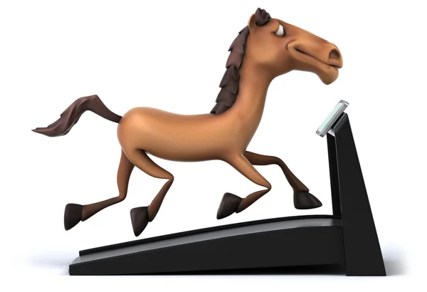 Fun horse on a treadmill — Stock Photo, Image