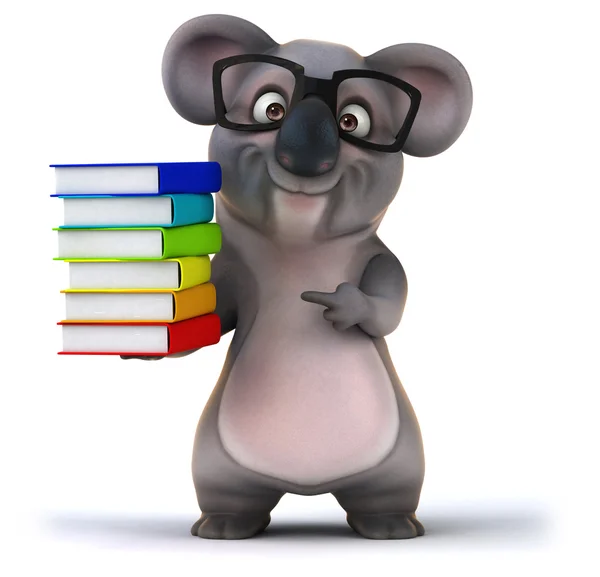 Koala divertido con libros — Foto de Stock