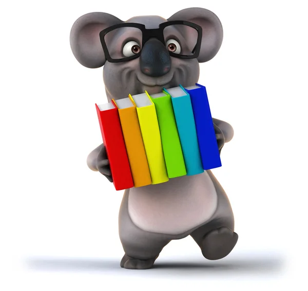 Koala divertido con libros — Foto de Stock