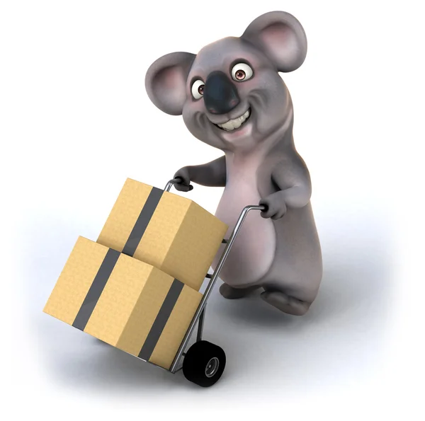 Fun koala with boxes — Stock Photo, Image