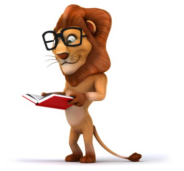 Kitap ile akıllı aslan