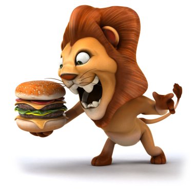 Burger ile eğlenceli aslan