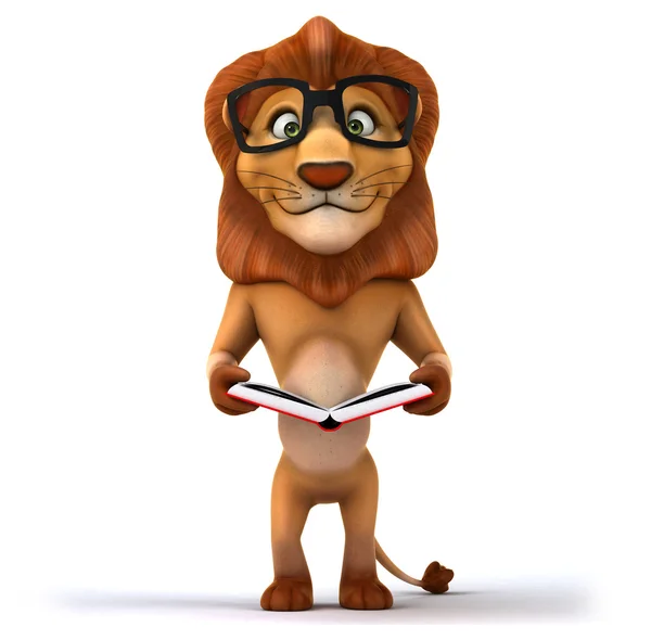 Smart Lion with book — Stock Photo, Image