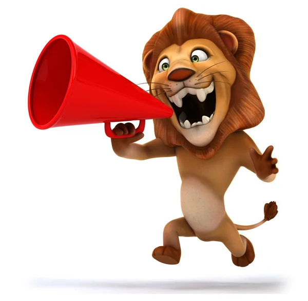 Fun lion with loudspeaker — Stock Photo, Image