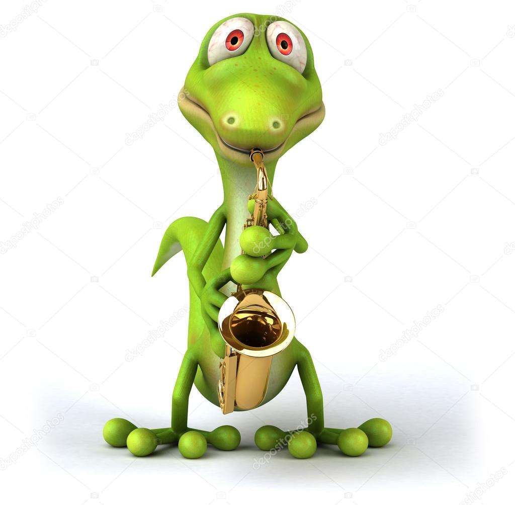 Fun lizard with saxophone