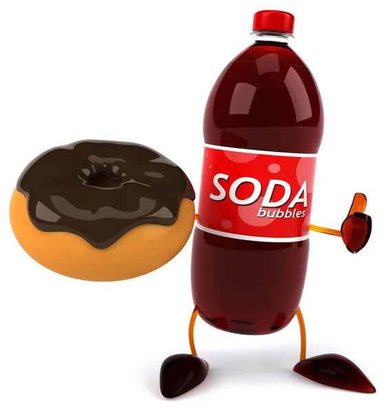 Soda bottle with donut — Stock fotografie