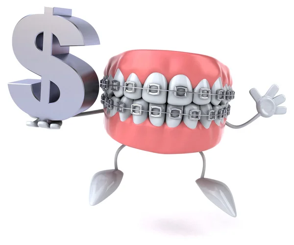 Dentes divertidos com sinal de dólar — Fotografia de Stock