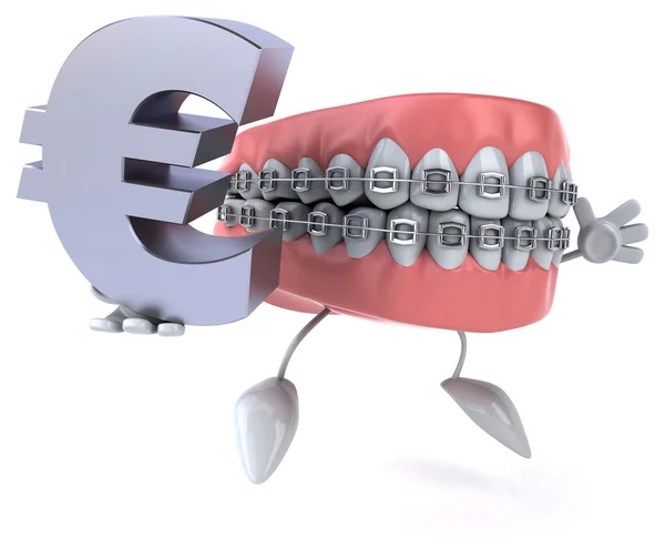 Teeth with euro sign — Stock Photo, Image