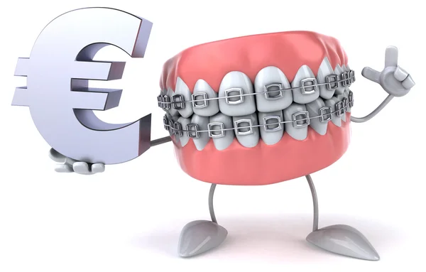 Teeth with euro sign — Stock Photo, Image