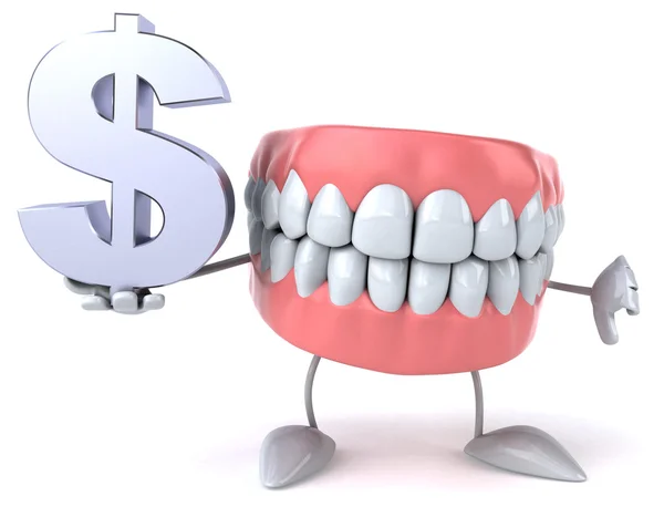 有趣的牙齿与美元符号 — 图库照片