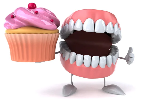 Fun teeth with cupcake — Stock Photo, Image