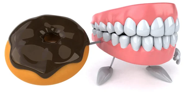 Kul tänder med donut — Stockfoto