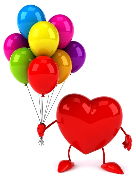 Kul hjärtat med ballonger — Stockfoto