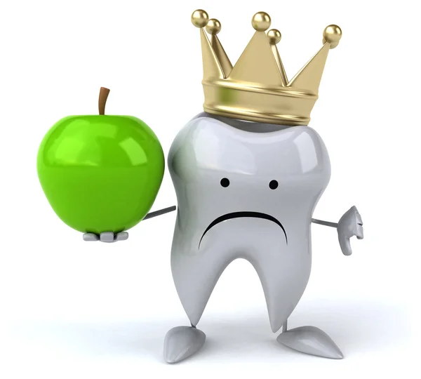 Zabawa ząb z zielonym jabłkiem — Zdjęcie stockowe
