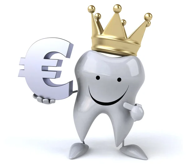 Tooth with crown and euro sign — Stock Photo, Image