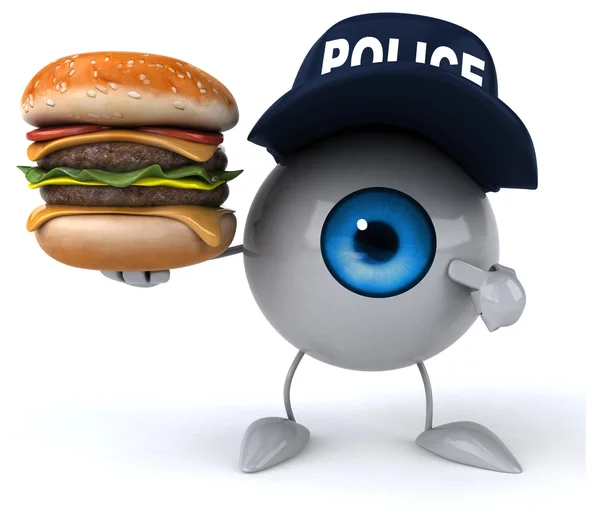 Fun Eye mit Burger — Stockfoto