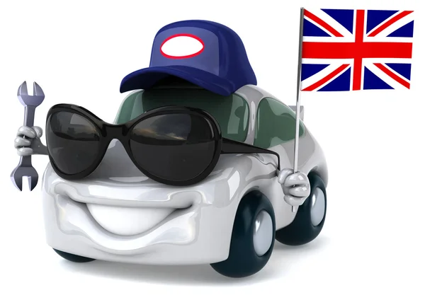 Carro divertido com bandeira da Inglaterra — Fotografia de Stock