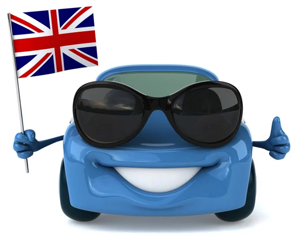 Carro divertido com bandeira da Inglaterra — Fotografia de Stock