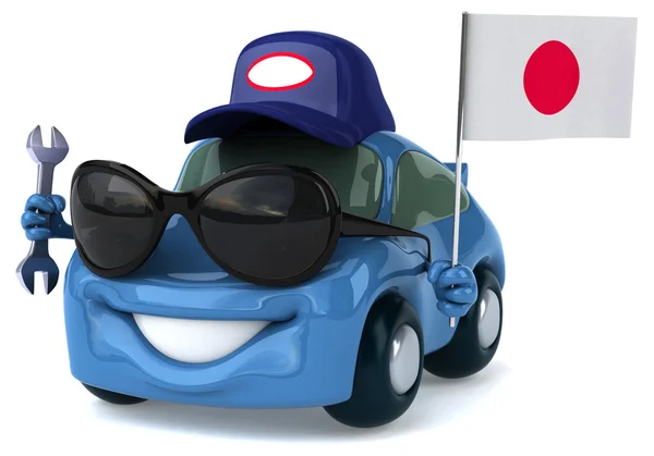 Divertido coche con bandera de Japón — Foto de Stock