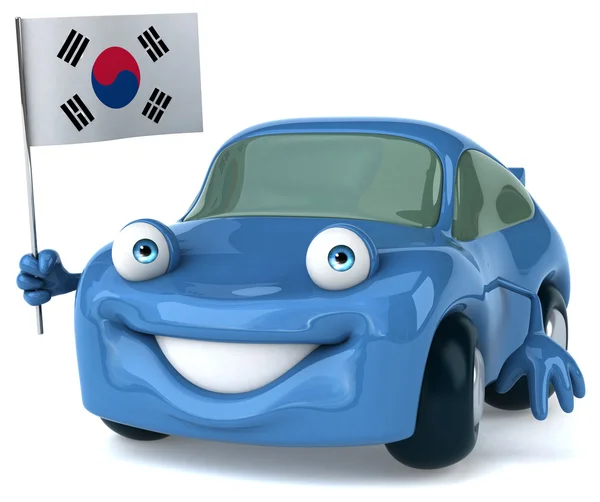 Διασκέδαση αυτοκινήτων με τη σημαία της Νότιας Κορέας — Φωτογραφία Αρχείου