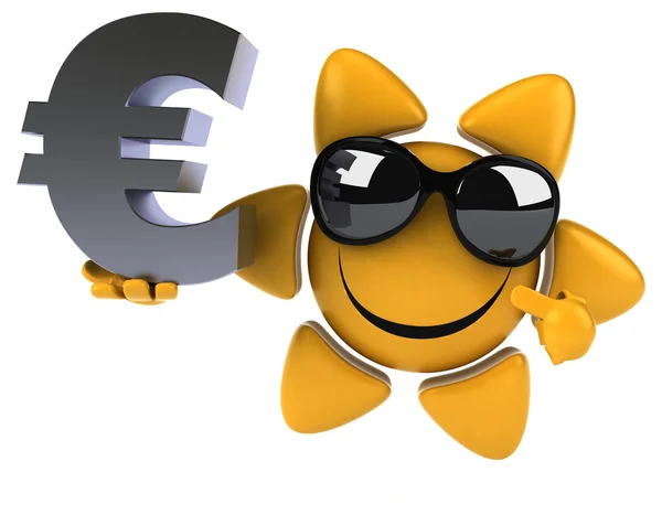 Kul solen med eurotecknet — Stockfoto