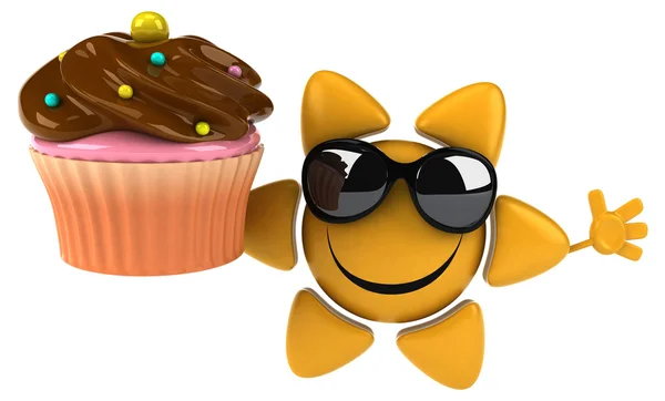 Fun sun with cupcake — Stock Photo, Image