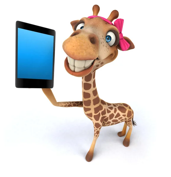 Leuke giraffe met slimme telefoon — Stockfoto