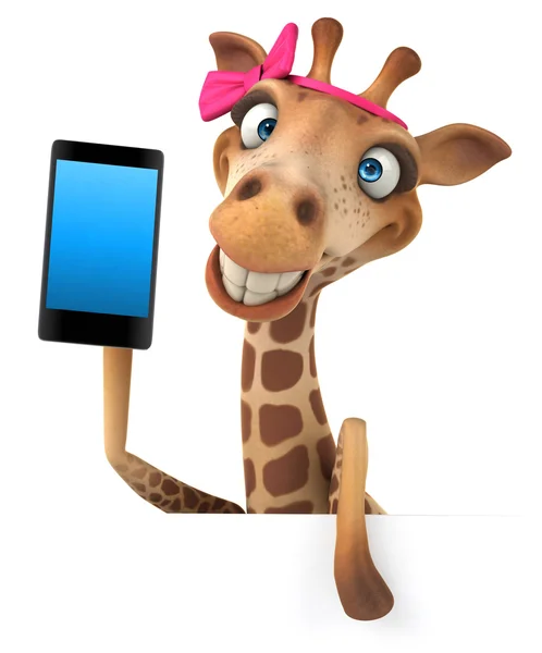 Girafa divertida com telefone inteligente — Fotografia de Stock