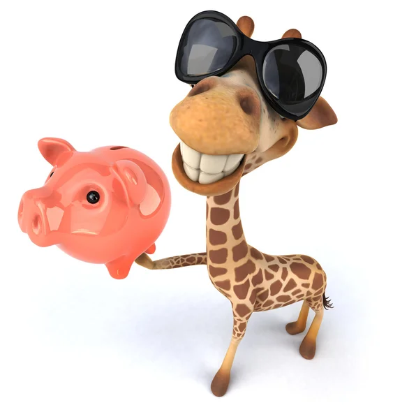 Zábavná žirafa s prasátko — Stock fotografie