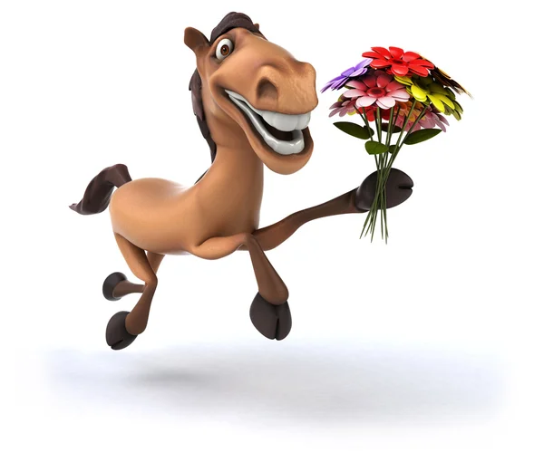 Cavallo divertente con fiori — Foto Stock