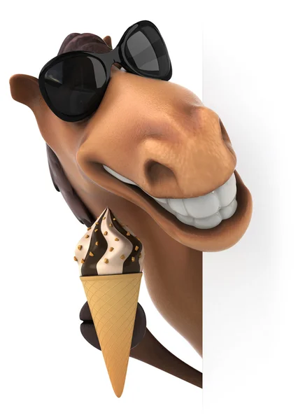 Fun horse with ice cream — Stock Photo, Image