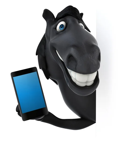 Cheval amusant avec téléphone intelligent — Photo